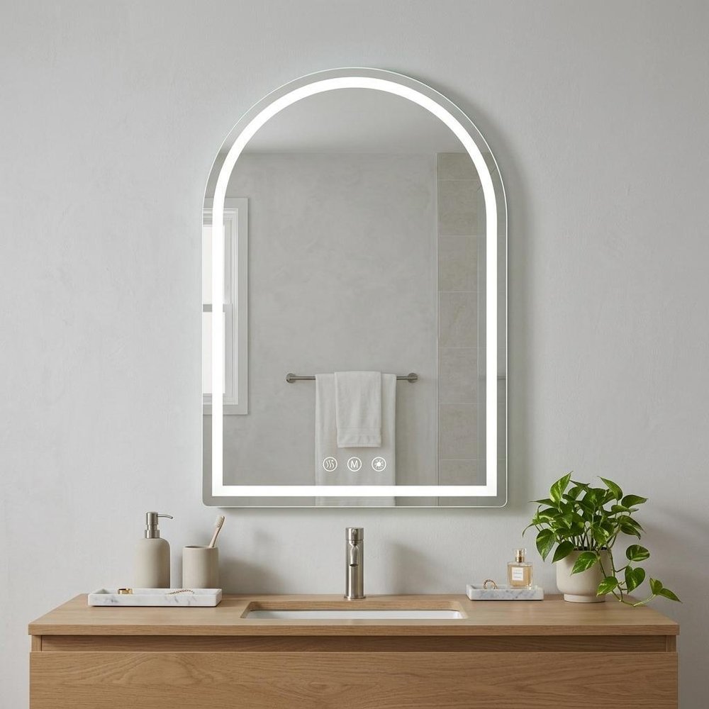 28" Arch Lighted Frameless Bathroom Vanity Mirror — view 7
