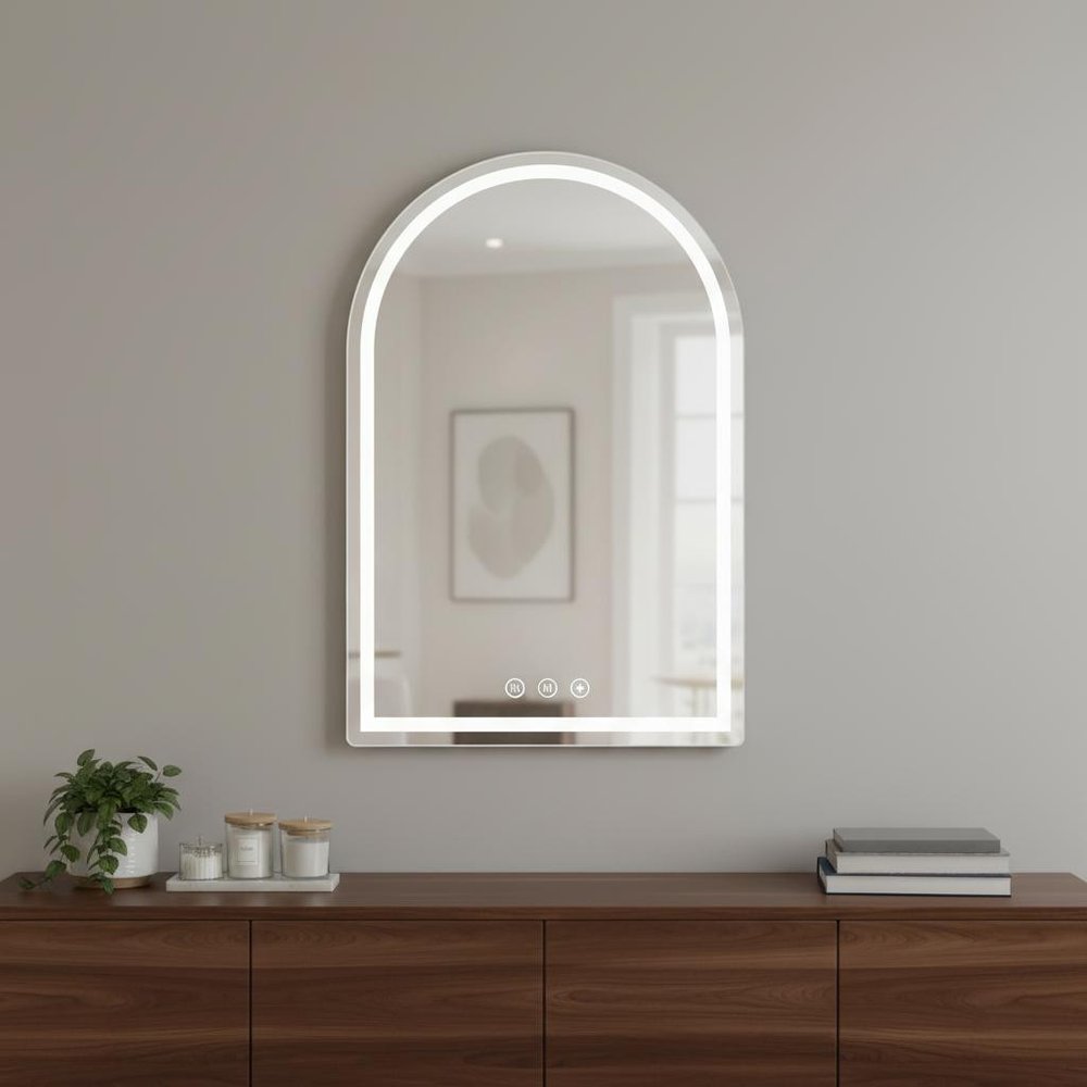 28" Arch Lighted Frameless Bathroom Vanity Mirror — view 3