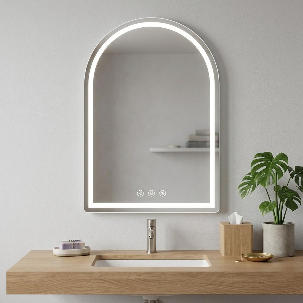 32" Arch Lighted Frameless Bathroom Vanity Mirror — view 4