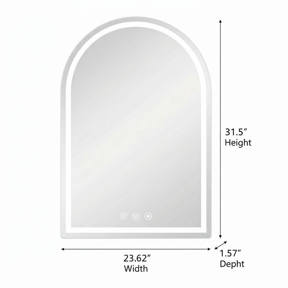 32" Arch Lighted Frameless Bathroom Vanity Mirror — view 5