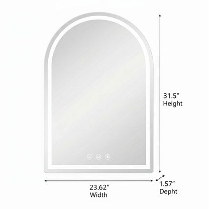 32" Arch Lighted Frameless Bathroom Vanity Mirror
