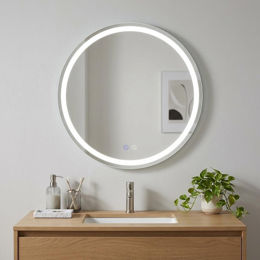 35" Round Lighted Frameless Anti Fog Bathroom Vanity Mirror — view 4