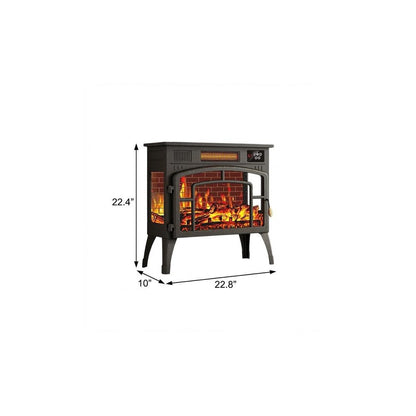 23" Black Steel Electric Fireplace With Mantle