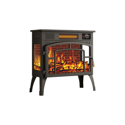 23" Black Steel Electric Fireplace With Mantle HomeRoots