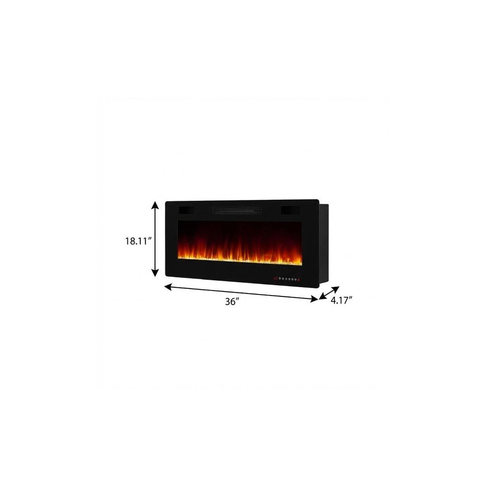36" Black Metal Electric Fireplace — view 4