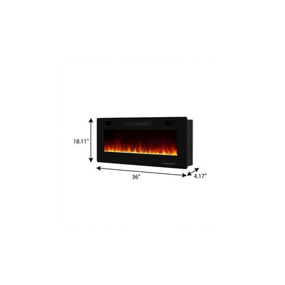 36" Black Metal Electric Fireplace HomeRoots