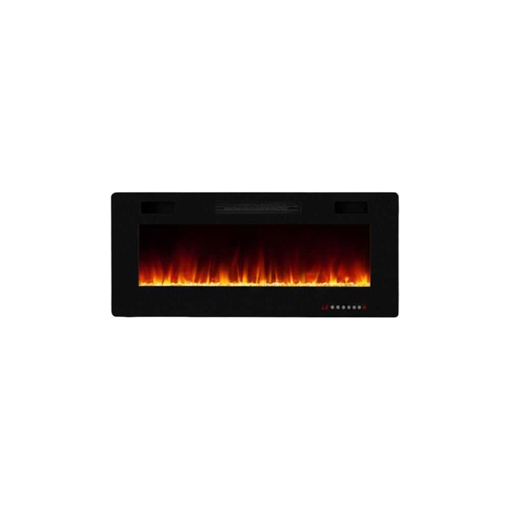 36" Black Metal Electric Fireplace — view 2