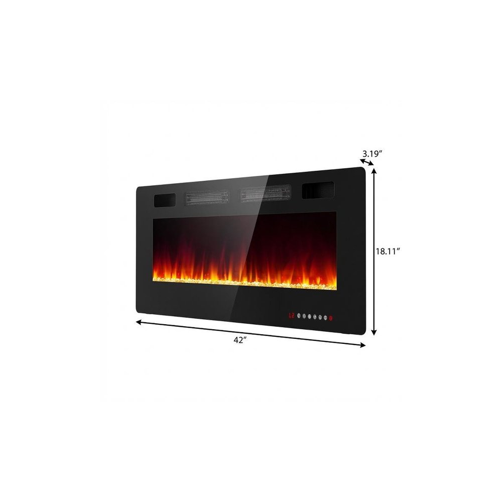 42" Black Metal Electric Fireplace — view 2