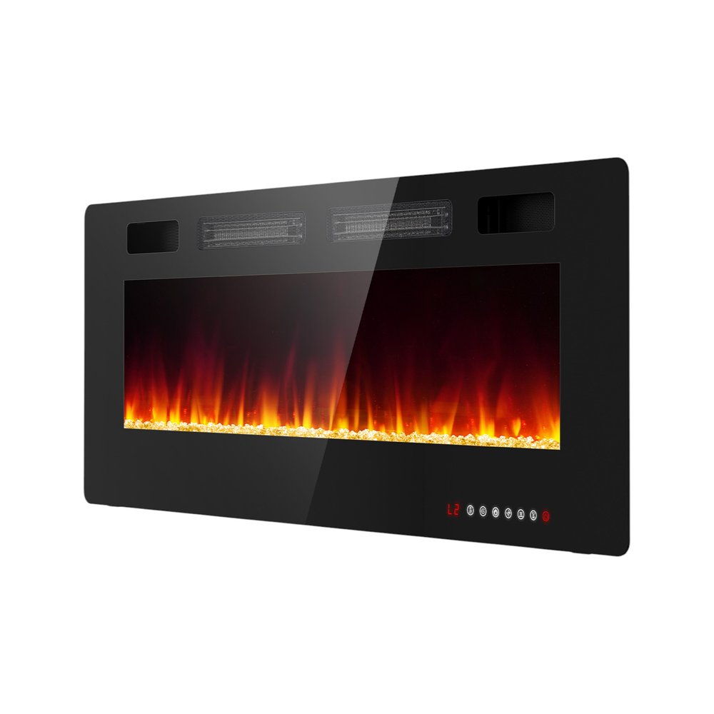 42" Black Metal Electric Fireplace HomeRoots