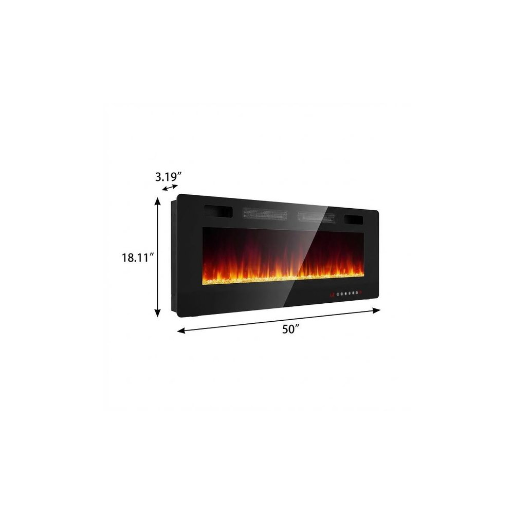 50" Black Metal Electric Fireplace — view 3