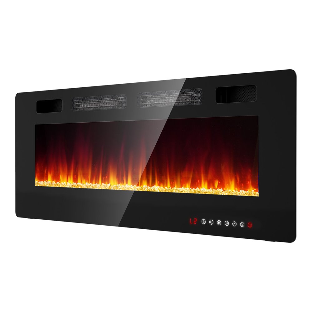 50" Black Metal Electric Fireplace HomeRoots