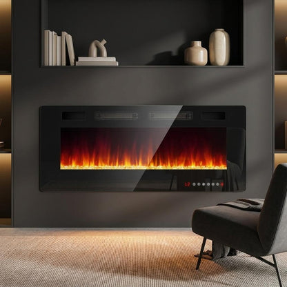 50" Black Metal Electric Fireplace HomeRoots