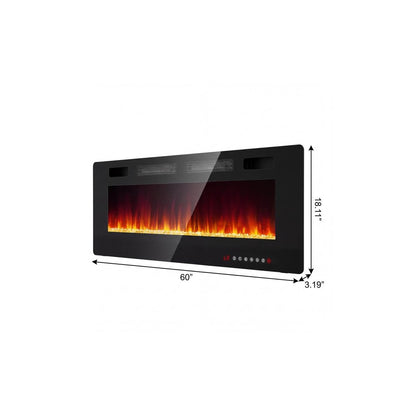 60" Black Metal Electric Fireplace HomeRoots