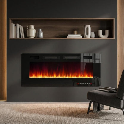 60" Black Metal Electric Fireplace HomeRoots