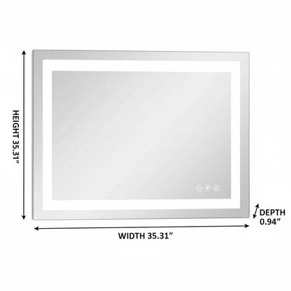 35" Lighted Frameless Bathroom Vanity Mirror
