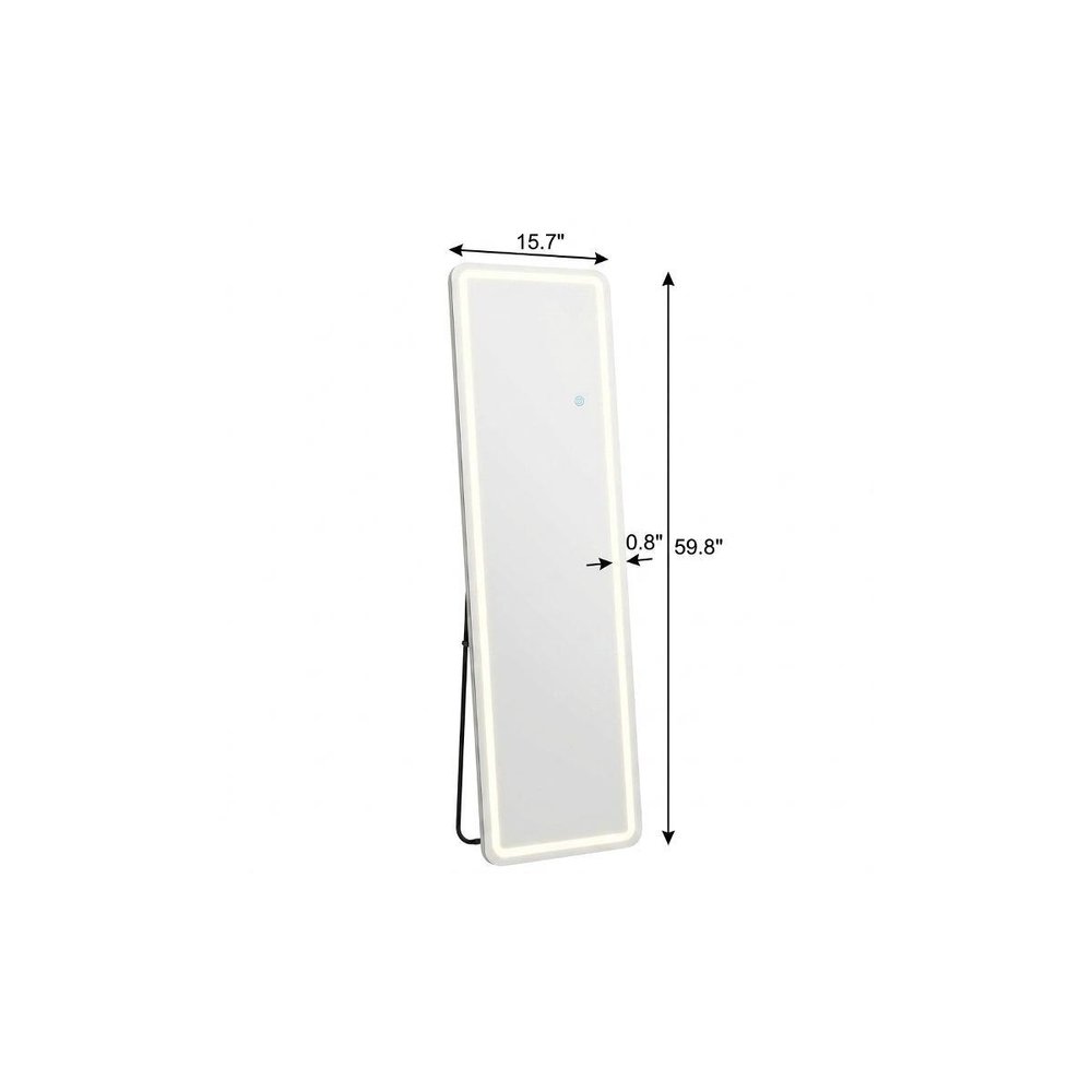 60" Silver Lighted Freestanding And Wall Mounted Framed Full Length Mirror — view 4