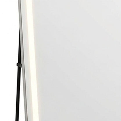 60" Silver Lighted Freestanding And Wall Mounted Framed Full Length Mirror
