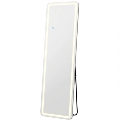 70" Silver Lighted Freestanding And Wall Mounted Framed Full Length Mirror