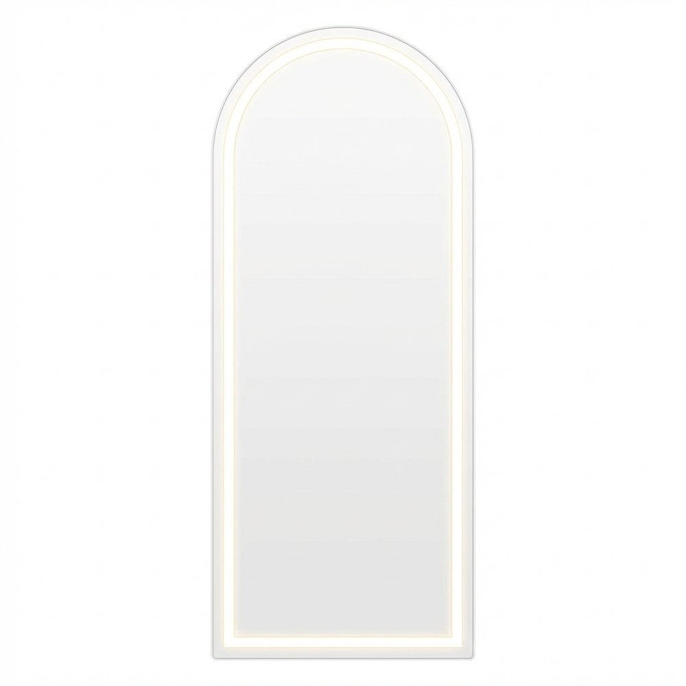 60" Arch Lighted Wall Mounted And Freestanding Frameless Full Length Mirror — view 1