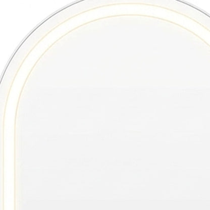 60" Arch Lighted Wall Mounted And Freestanding Frameless Full Length Mirror