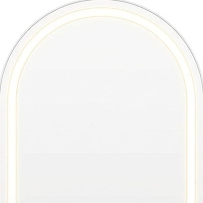 60" Arch Lighted Wall Mounted And Freestanding Frameless Full Length Mirror