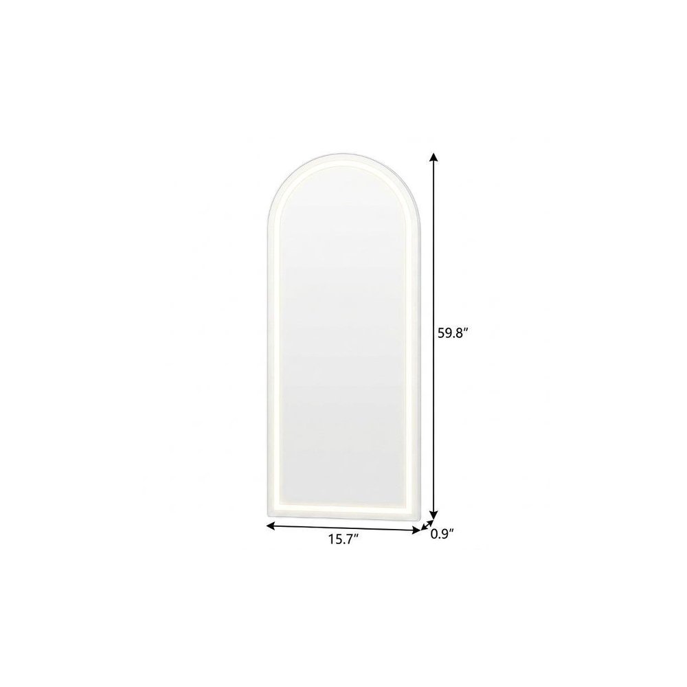 60" Arch Lighted Wall Mounted And Freestanding Frameless Full Length Mirror — view 5