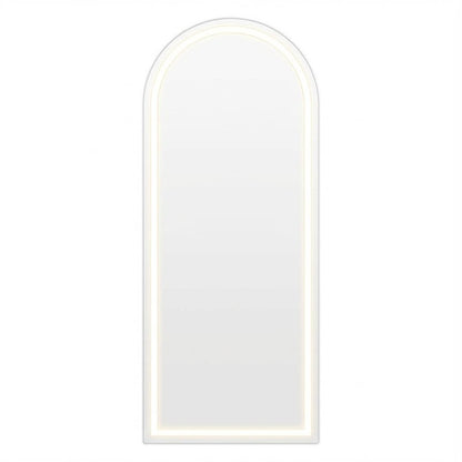 63" Silver Arch Lighted Freestanding And Wall Mounted Framed Full Length Mirror