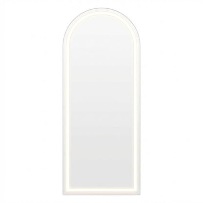 63" Silver Arch Lighted Freestanding And Wall Mounted Framed Full Length Mirror
