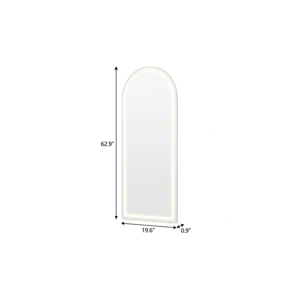 63" Silver Arch Lighted Freestanding And Wall Mounted Framed Full Length Mirror — view 5