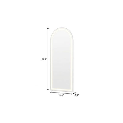 63" Silver Arch Lighted Freestanding And Wall Mounted Framed Full Length Mirror