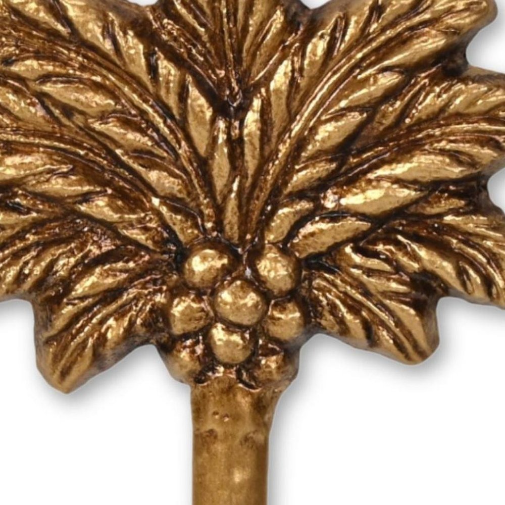 4" Antiqued Gold Cast Iron Palm Tree Wall Hook HomeRoots