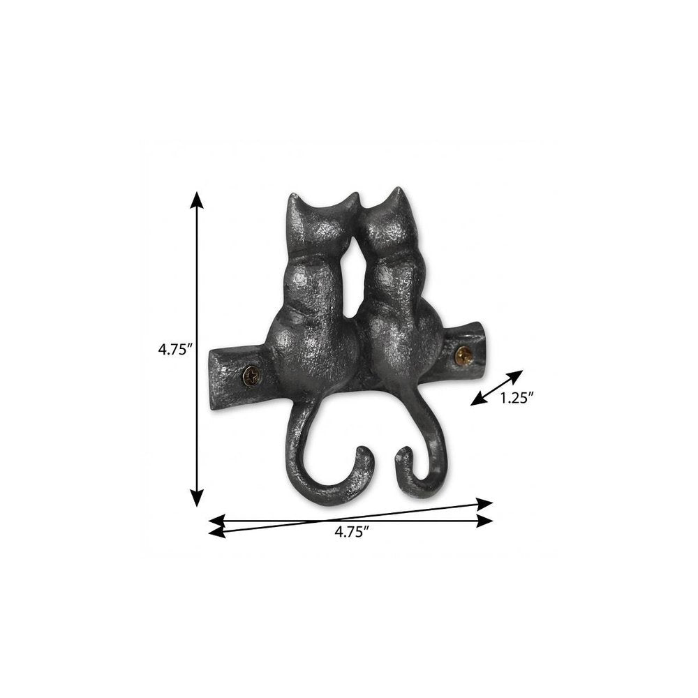 Two Hook 5" Black Cast Iron Cats Wall Hook — view 8