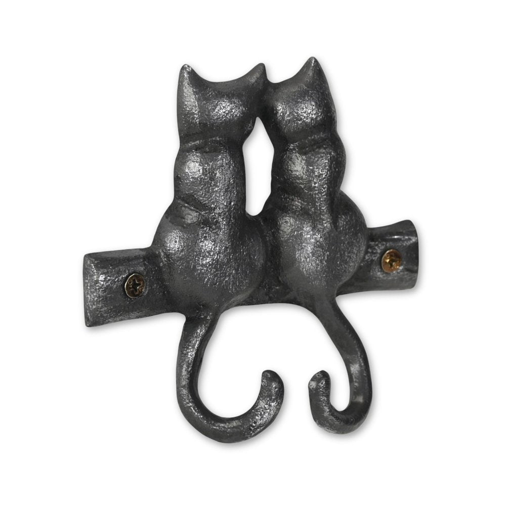 Two Hook 5" Black Cast Iron Cats Wall Hook — view 2
