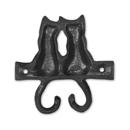 Two Hook 5" Black Cast Iron Cats Wall Hook HomeRoots