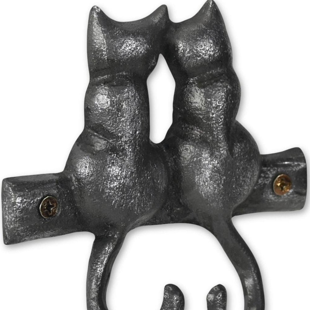 Two Hook 5" Black Cast Iron Cats Wall Hook — view 6
