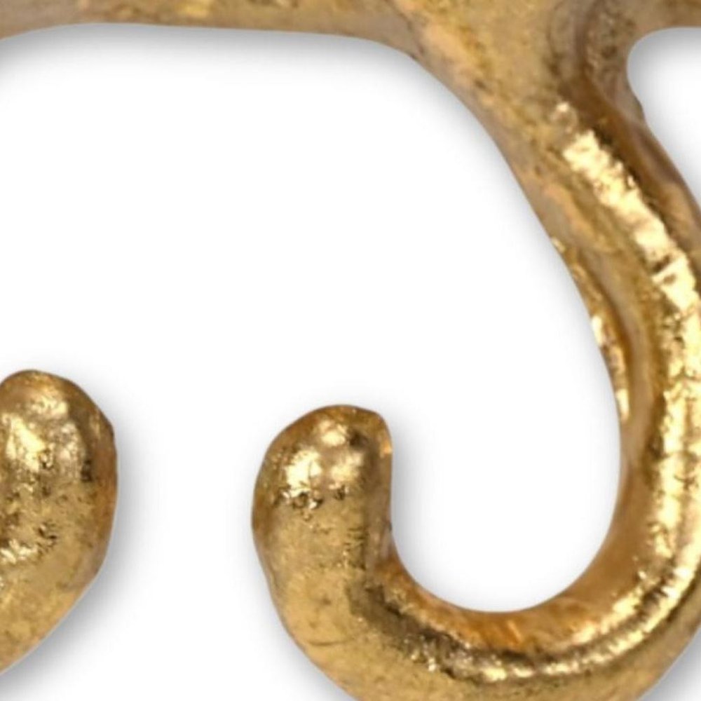 Two Hook 5" Gold Cast Iron Cats Wall Hooks HomeRoots