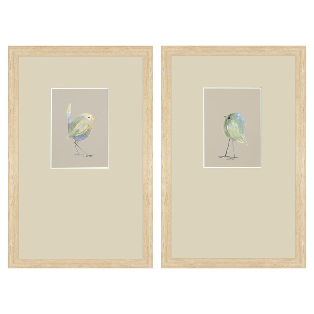 Set Of Two Sweet Chickadee Set of Set Brown Framed Wall Art HomeRoots