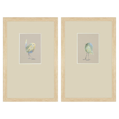 Set Of Two Sweet Chickadee Set of Set Brown Framed Wall Art HomeRoots