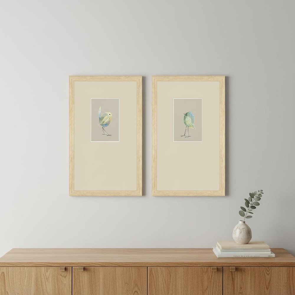 Set Of Two Sweet Chickadee Set of Set Brown Framed Wall Art — view 1