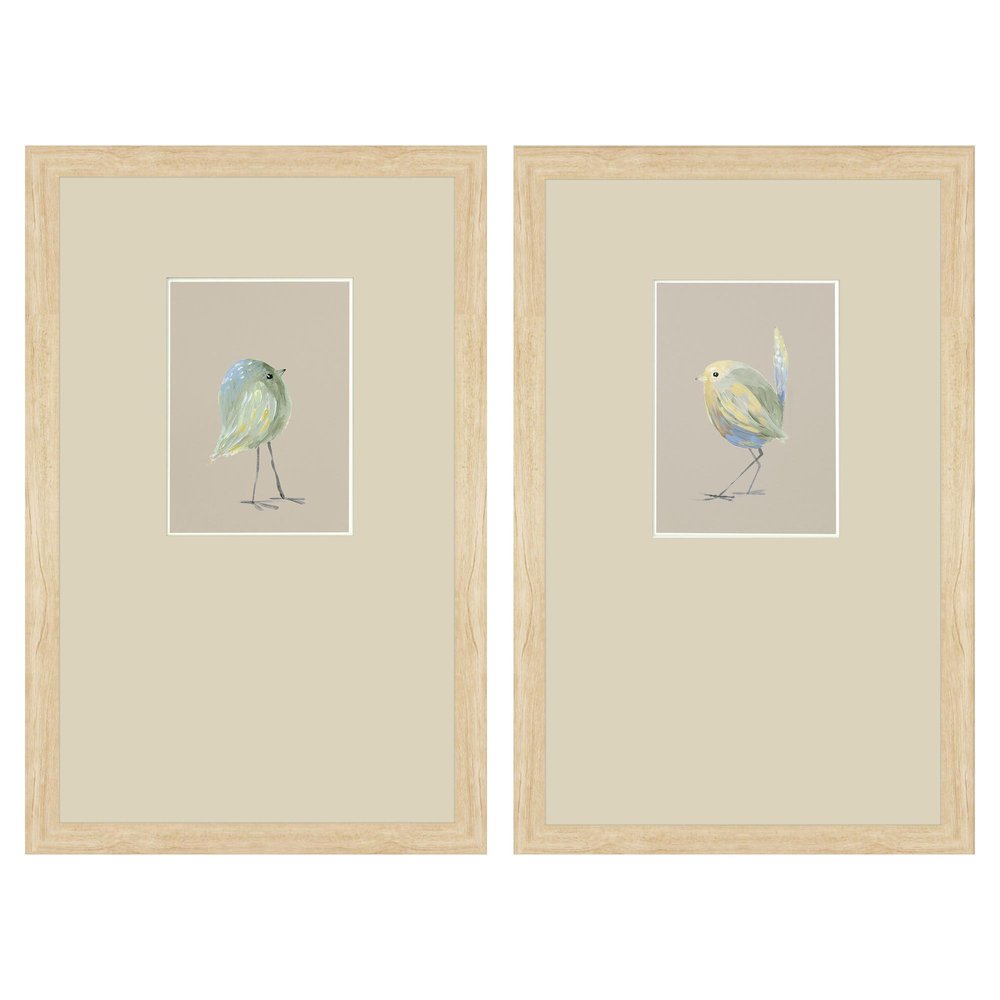 Set Of Two Sweet Chickadee Set of Set Brown Framed Wall Art HomeRoots