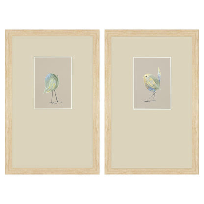 Set Of Two Sweet Chickadee Set of Set Brown Framed Wall Art HomeRoots