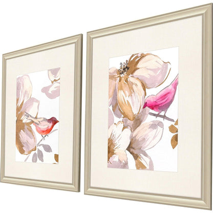 Set Of Two Bird Chatter Set of Set Gold Framed Wall Art HomeRoots