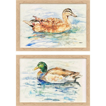 Set Of Two Water Duck Set of Set Brown Framed Wall Art HomeRoots