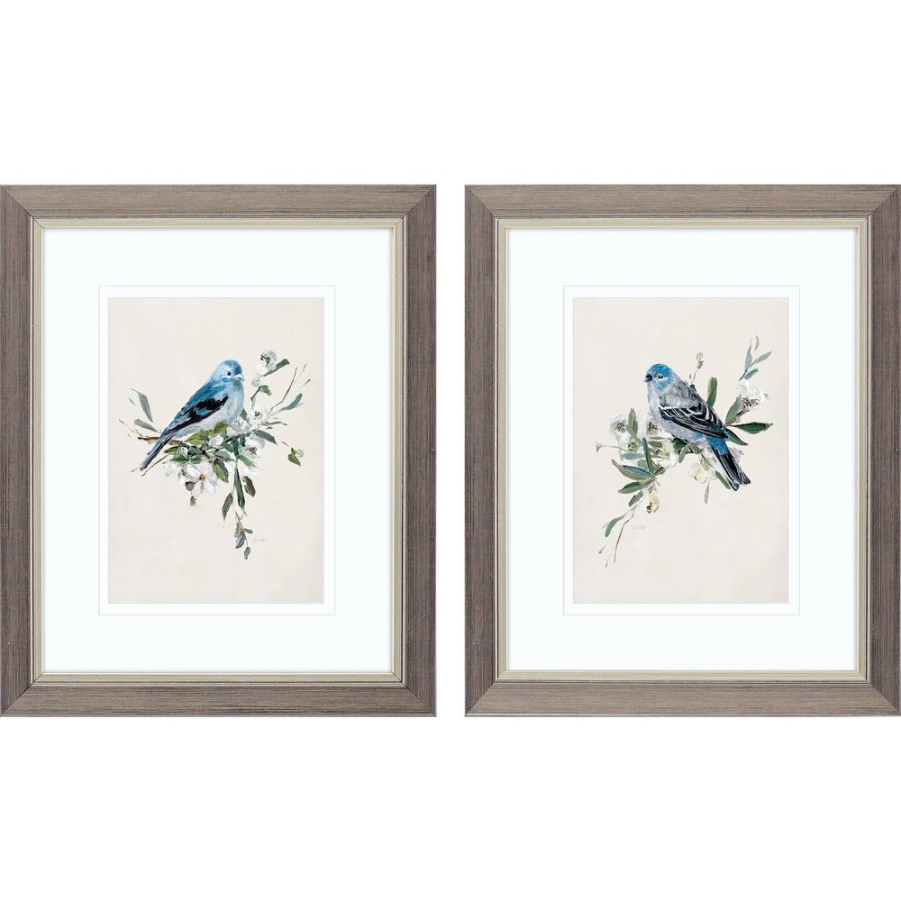Set Of Two Bluebird Happy Set of Set Silver Framed Wall Art — view 1