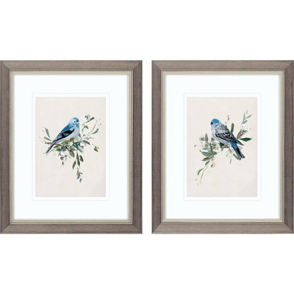 Set Of Two Bluebird Happy Set of Set Silver Framed Wall Art HomeRoots