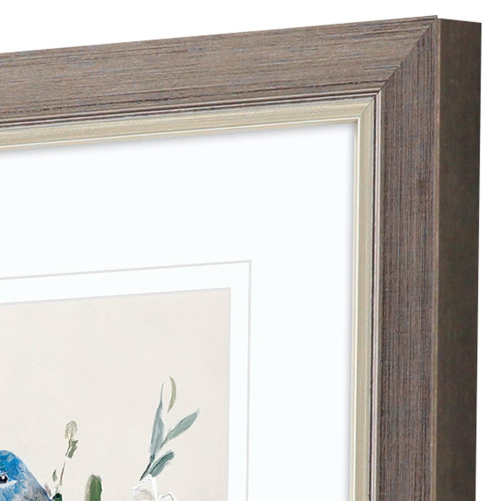 Set Of Two Bluebird Happy Set of Set Silver Framed Wall Art HomeRoots