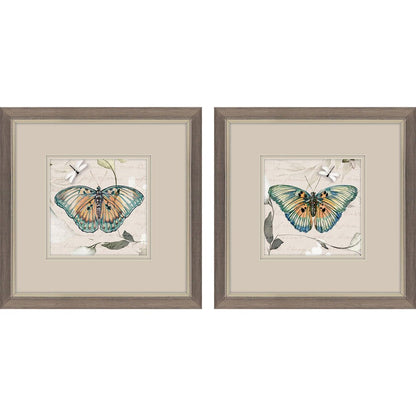 Set Of Two Papillon Set of Set Silver Framed Wall Art HomeRoots