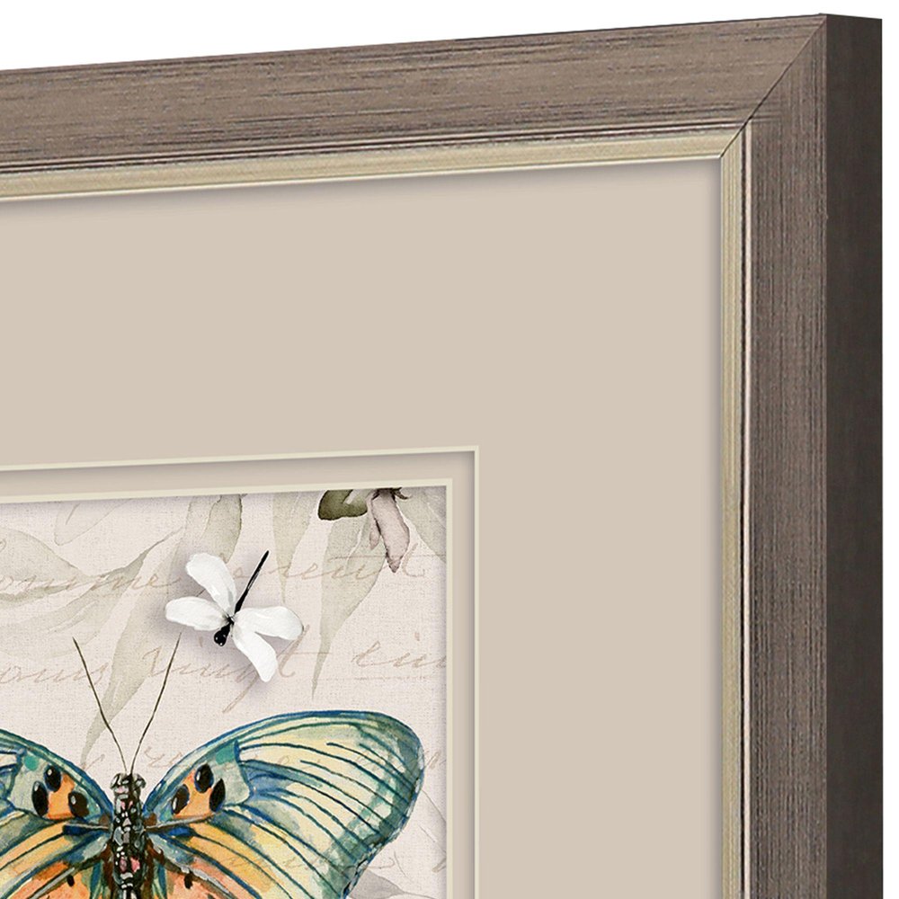 Set Of Two Papillon Set of Set Silver Framed Wall Art HomeRoots