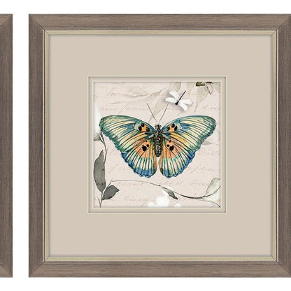 Set Of Two Papillon Set of Set Silver Framed Wall Art HomeRoots