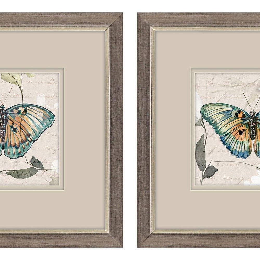 Set Of Two Papillon Set of Set Silver Framed Wall Art — view 2